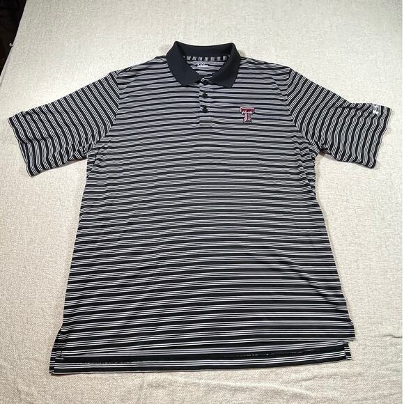 Under Armour Men XL Black White Stripe Short Sleeve Texas Tech Polo Athletic - Picture 1 of 7